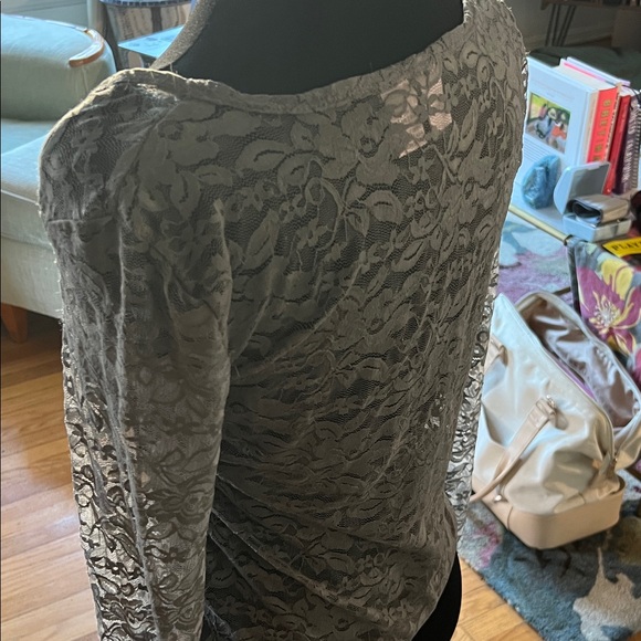 Love on a Hanger Lace Long Sleeve Top - Gray - Picture 2 of 2